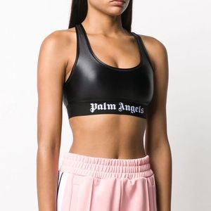 Palm angels leathe black crop top